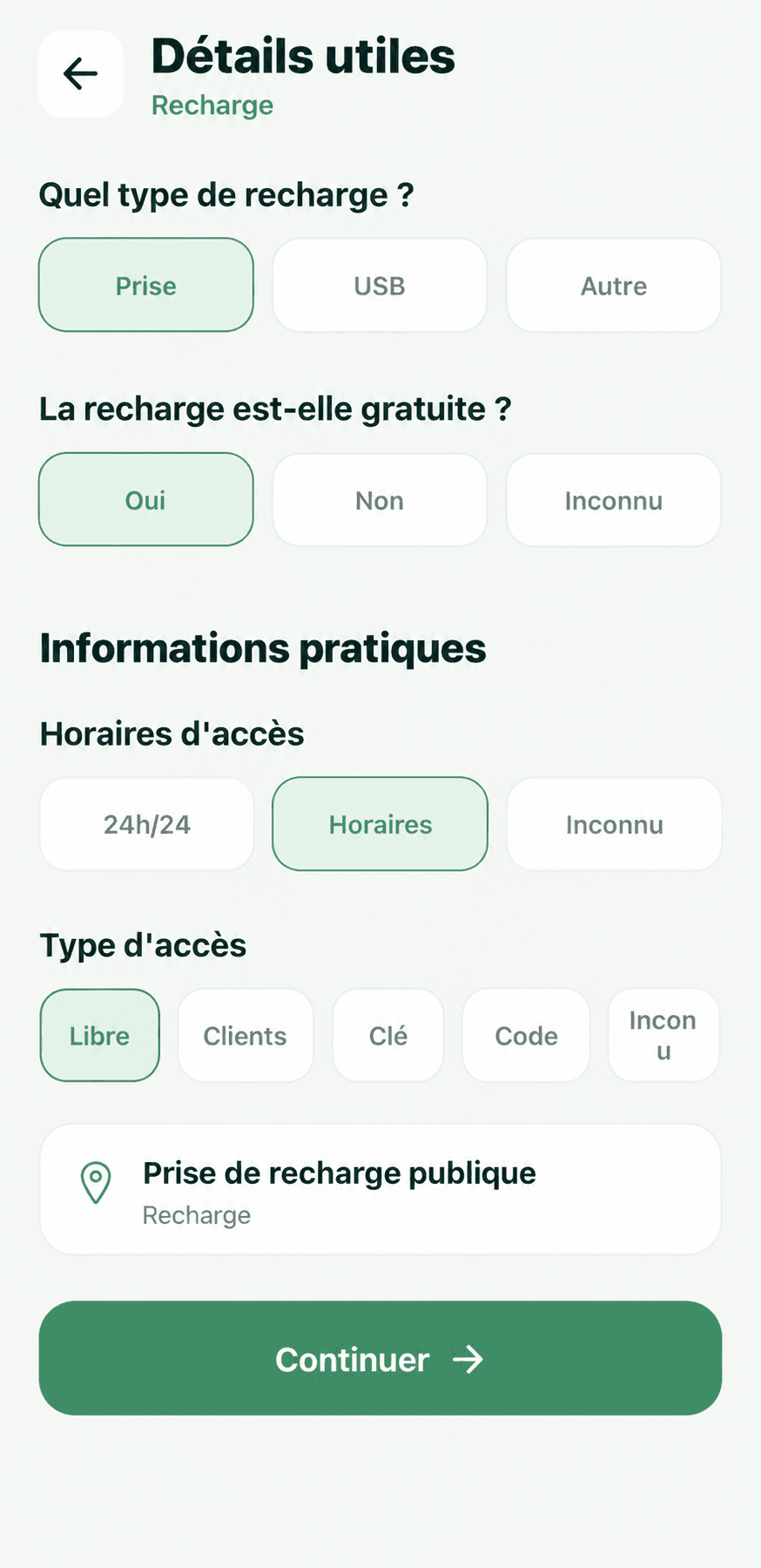 Ajout des détails pratiques d'un lieu